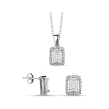Gümüş Baget Taşlı Kolye Küpe Ikili Set Wss13
