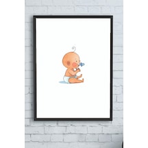 Küçük Bebek Çocuk Odası Çerçeveli Tablo 21x30cm -