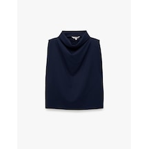 Koton Boxy Fit Dik Degaje Yaka Kolsuz Bluz Lacivert 7wak60044pw