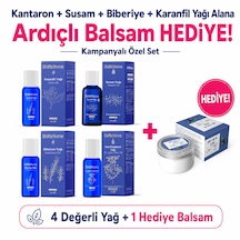 Shiffa Home Kantaron+susam+biberiye+karanfil Yağı Alana Ardıçlı Balsam Hediye Masaj Bakım Seti