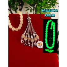 Kedi Gözü Tesbih Kişiye Özel İsimli Gece Parlayan Tesbih Küre Kesim Fosforlu Tesbih Hediyelik Ürün Açık Kahverengi