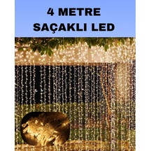 Hubrendy Tekno 4 Metre Icicle Şelale Led Perde Işık Sarı Aydınlatma
