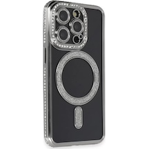 Newface Apple İphone 14 Pro Max Kılıf Joke Simli Magneticsafe Kılıf - Gri