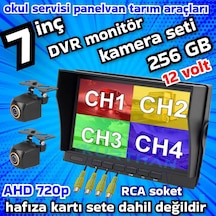 2 Adet Ahd 720p 170 Derece Balık Gözü Lens Kamera 7 İnç Ips Qled 256 Gb Dvr Monitör 12 Volt