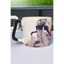 Violet Evergarden Anime Baskılı Seramik Lüks Kupa 1 Adet Özel Siyah Kulp Dalga Kulp V3d Çok Renkli