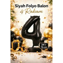 34" Folyo Rakam 76cm "4" Siyah / Black Siyah