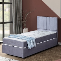 Cesur Tek Kişilik Baza Başlık Letto Yatak Seti Açık Gri 90 x 190