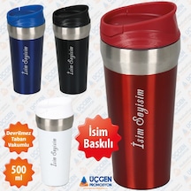 500Ml Kişiye Özel Devrilmez Çelik Termos Bardak 3740 Beyaz
