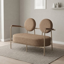 Venüs İkili Koltuk Soft Kumaş Ofis Bekleme Koltuğu Cappuccino Metal İskeletli - Cappuccino Bej Cappucino