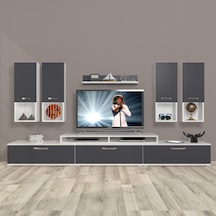 Decoraktiv Ekoflex 8da Mdf Tv Ünitesi Tv Sehpası - Beyaz Antrasit Beyaz - Antrasit