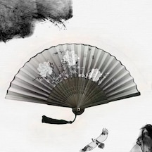Beluga Yelpaze Bambu Serinletici Vintage Siyah Kelebekli Çiçekli Şık Püsküllü Japon Yelpaze 0334