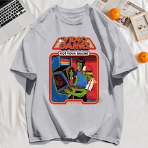 Startmore Y2k Vintage Tişört Tee Video Oyunu Beyinleri Çürük Baskı Gri