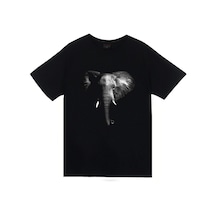 Stoned&Fame Unisex Siyah Fil Baskılı T-shirt SIYAH