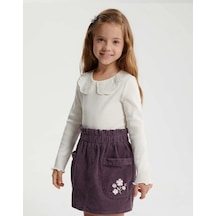 Gloria Jeans Nakışlı Koyu Mor Kadife Paperbag Etek 482128583 Koyu Mor