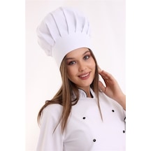 Beyaz Aşçı Mantar Şapka - Unisex-Standart-Tek Parça