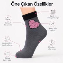Bezos 4 Lü Kadın Kışlık Havlu Çorap Sıcak Tutan Yumuşak Karışık Desenli Günlük Çorap Seti Ventra Çok  Renkli