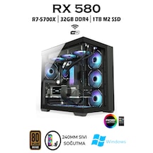 Apphirex Rebirth X45 R7-5700X 32 GB 1 TB M.2 RX580 8 GB W10P Masaüstü Bilgisayar