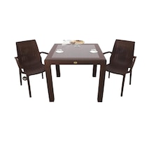 Mandella Elit Rattan 90x90 2 Kişilik Nirvana Koltuk Camlı Masa Takımı Kahverengi Diğer