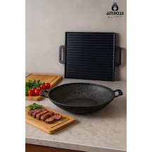 Prochef 2 Parça Döküm Izgara Gözleme Sac Tava siyah