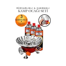 3 Adet Kartuşlu Portatif Kendinden Çakmaklı Rüzgar Koruyuculu Kamp Ocağı Pratik Katlanır Kartuşlu Gaz Ayarlı Ocak Piknik Rüzgara Dayanıklı, Taşıma Çantalı Güvenli Açık Hava Pişirici Seti Kırmızı Kırmızı