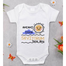 Bitmeyenkartus Bk Kids Isimli Amcamı Çok Seviyorum Tasarımlı Bebek Body Zıbın - Çok Renkli