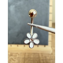 %100 316 L Cerrahi Çelik Papatya 10x1,6mm Göbek Piercingi Altın