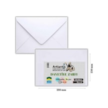 Zarf 13x18 Davetiye Zarfı Beyaz 100'lü 1 Paket Artlantis Beyaz Da