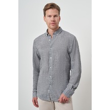 Morven Erkek Gri Pamuk Trend Slim Fit Düğmeli Yaka Gömlek 25ys004011100 Gri