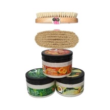 Ostwint Aloe Vera + Avokado + Kayısı Yüz ve Vücut Jel Peeling 3 x 300 ML + La Perla Doğal At Kılı Fırçası