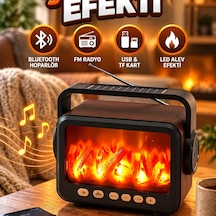 Led Alev Efektli Taşınabilir Bluetooth Hoparlör Fm Radyo, Usb Ve Tf Kart Destekli