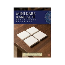 4'lü Set 5x5 Cm Mini Kare Ham Çini Karo Bisküvisi