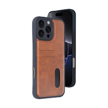 Apple Uyumlu iPhone 16 Pro Max Kılıf Sara Kartvizitli Deri Kılıf - Taba 0.2M-Çok Renkli
