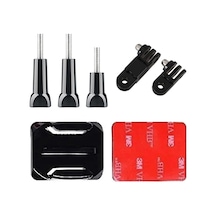 Gplus Bs07kv 7 Parça Oval Zemin Kavisli Yüzey Vidalı 3 Yollu Aksiyon Kamera Uyumlu 3m Yapışkan Motor Kask Bağlantı Seti Siyah