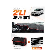 Fiat Doblo 2007-2015 Airbagli Küçük Ekran Uyumlu Torpido Örtüsü + Deri Çanta Seti - Siyah Kırmızı