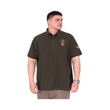 Mode Xl Büyük Beden Erkek T-shirt Pike Polo Yaka U25306 Haki Haki