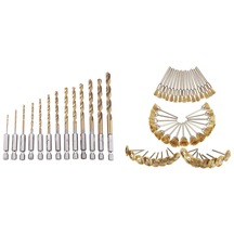 13 Adt Hss Titanyum Kaplamalı  Uç Set 1/4 Inç Hex Shank Ve 45 Adt Bakır Tel Fırça Tekerlek Zımpara Aksesuarları