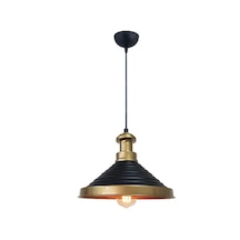 Montero Dekoratif Altın Çerçeveli Siyah Metal Sarkıt Lamba Loft Stil Ra-avz- 4930-92-14