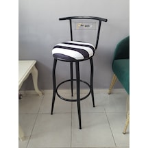 Sırtlı Dekoratif Bar Tabure Kara Inci Zebra