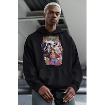 Sevbano One Piece Karakterler Monkey D. Luffy Baskılı Unisex Oversize Ani Siyah