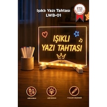 Led Işıklı Çizim Boyama Tahtası 7 Adet Kalem Hediyeli Neon Işıklı Eğitici Not Tahtası Lwb01 Şeffaf