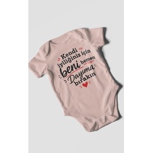 Morivokids Dayıya Özel Kısa Kollu Bebek Body %100 Pamuk Zbn258-kk Pastel Pembe