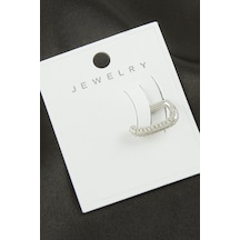 Oval Zirkon Taşlı Kıkırdak Küpe 1 Adet Gümüş