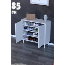 Bulut Ayakkabılık - Kapaklı 3 Raf 4 Bölmeli Dar Alanlar İçin Çok Amaçlı Dolap 85 Cm Beyaz