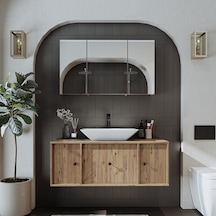 Lavabolu Mat Mdf 120 Cm Çekmeceli Dolap + Aynalı Dolap Atlantik Atlantik Çam