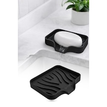 Silikon Mutfak, Banyo Su Giderli Vantuzlu Esnek Sabunluk Siyah Re