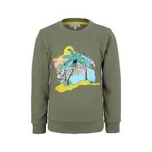 Brz Kids Palmiye Baskılı Kız Çocuk Sweatshirt-haki Haki