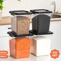 Porsima 4372 4 Lü Mega Boy Hava Geçirmez Deterjan Saklama Kabı Erzak Saklama Kabı Seti Gri 7,5+5lt Şeffaf