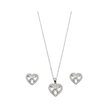 Oya Silver Zirkon Baget Taşlı Kalp Kadın Gümüş Set Takım Oyss042