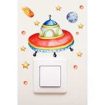 Priz Uzay Gemisi Ve Yıldızlar Çocuk Odası Dekoratif Priz Sticker