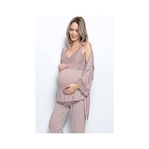 Monamise 18431 Hamile Lohusa Sabahlıklı Pijama Takım - Vizon